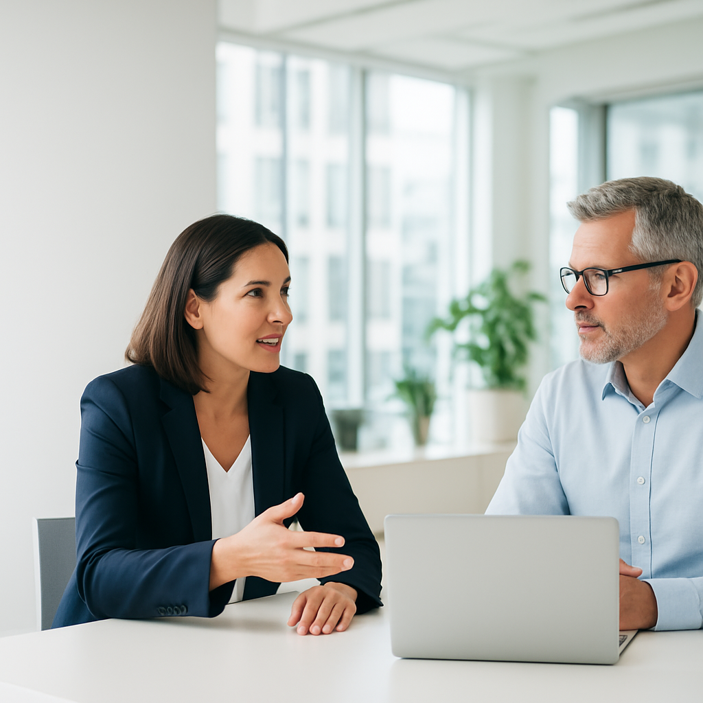 Business professionals collaborating in modern office